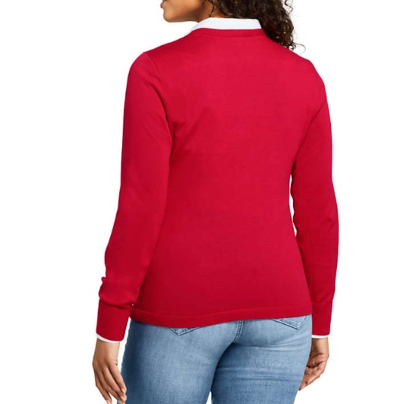 Land’s  End Petite Red Holiday Christmas Sweater - Picture 3 of 3
